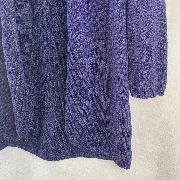 Chico's Open Cardigan 1 (M) Purple Sparkle Knit Rayon Blend Long Sleeve - Picture 3 of 4